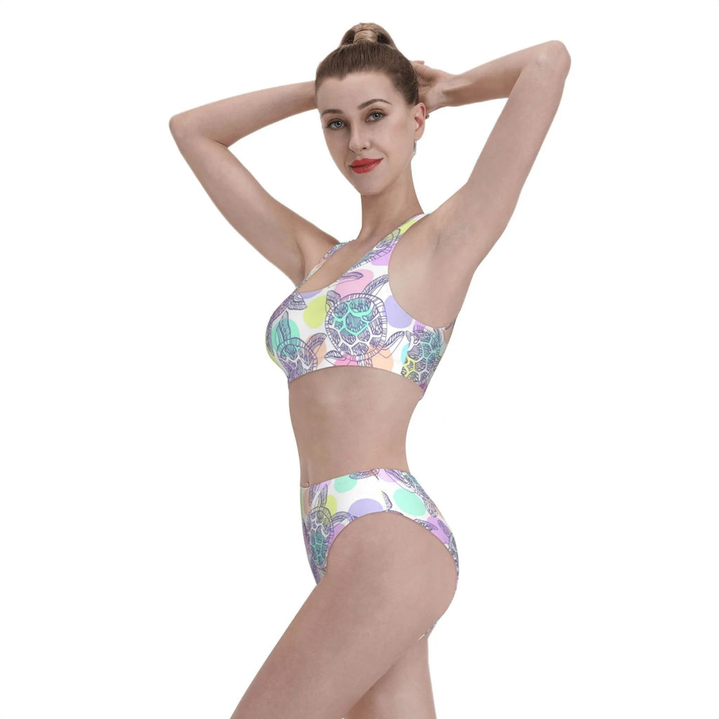 Sea Turtles Women'S Two Piece Bikini Swimsuit High Waisted B2766