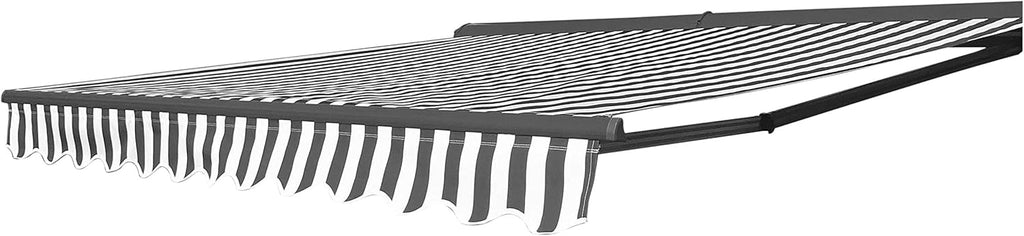 Gray and White Stripes Manual Retractable Patio Awning I970