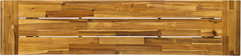 Teak Finish Acacia Wood Bench with Metal Accents Z9119