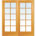 Unfinished Pine Wood 10 Lite Clear Glass Both Active Prehung Interior Double Door E745