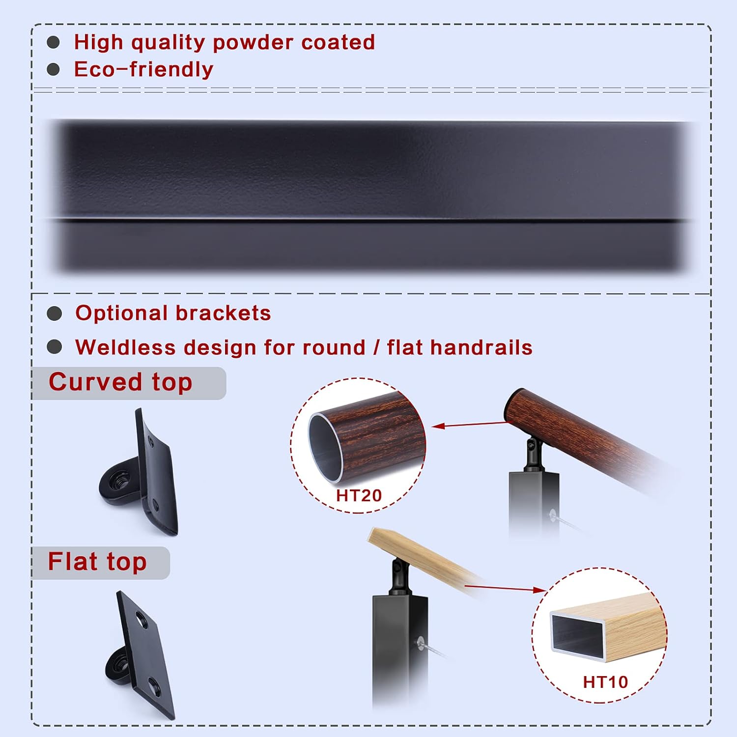Black Stainless Steel Surface Mount Cable Railing Post 36"x2"x2" 2Pack H37834