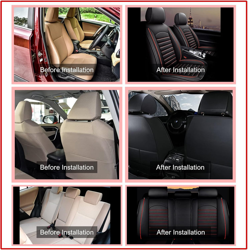 Black Faux Full Set of Car Seat Covers U6408