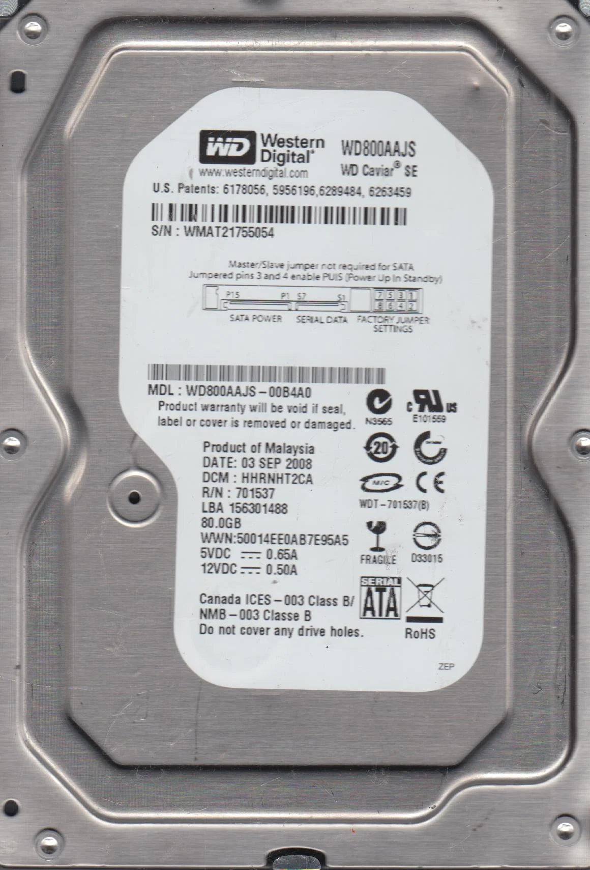 80GB SATA 3.5 Hard Drive L7764