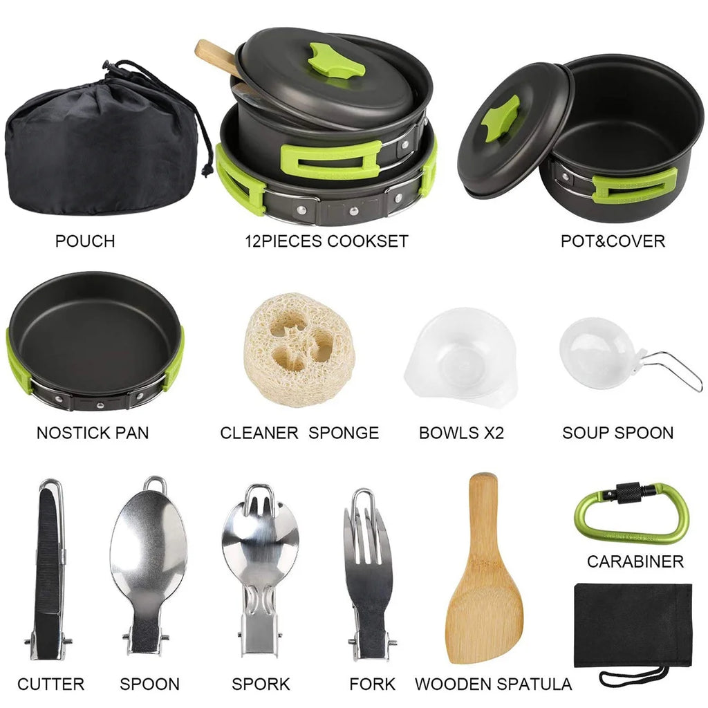 15 Pcs Non Stick Camping Cookware Set U723675