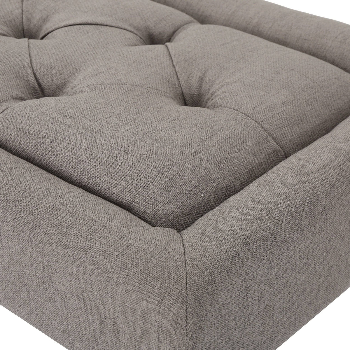 Grey Rectangle Tufted Fabric Ottoman Bench P2179