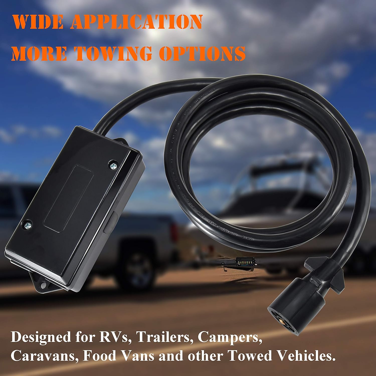 7 Way Inline Trailer Cord with 7 Gang Junction Box, 8 Feet, Waterproof, Pack of 2 M190910