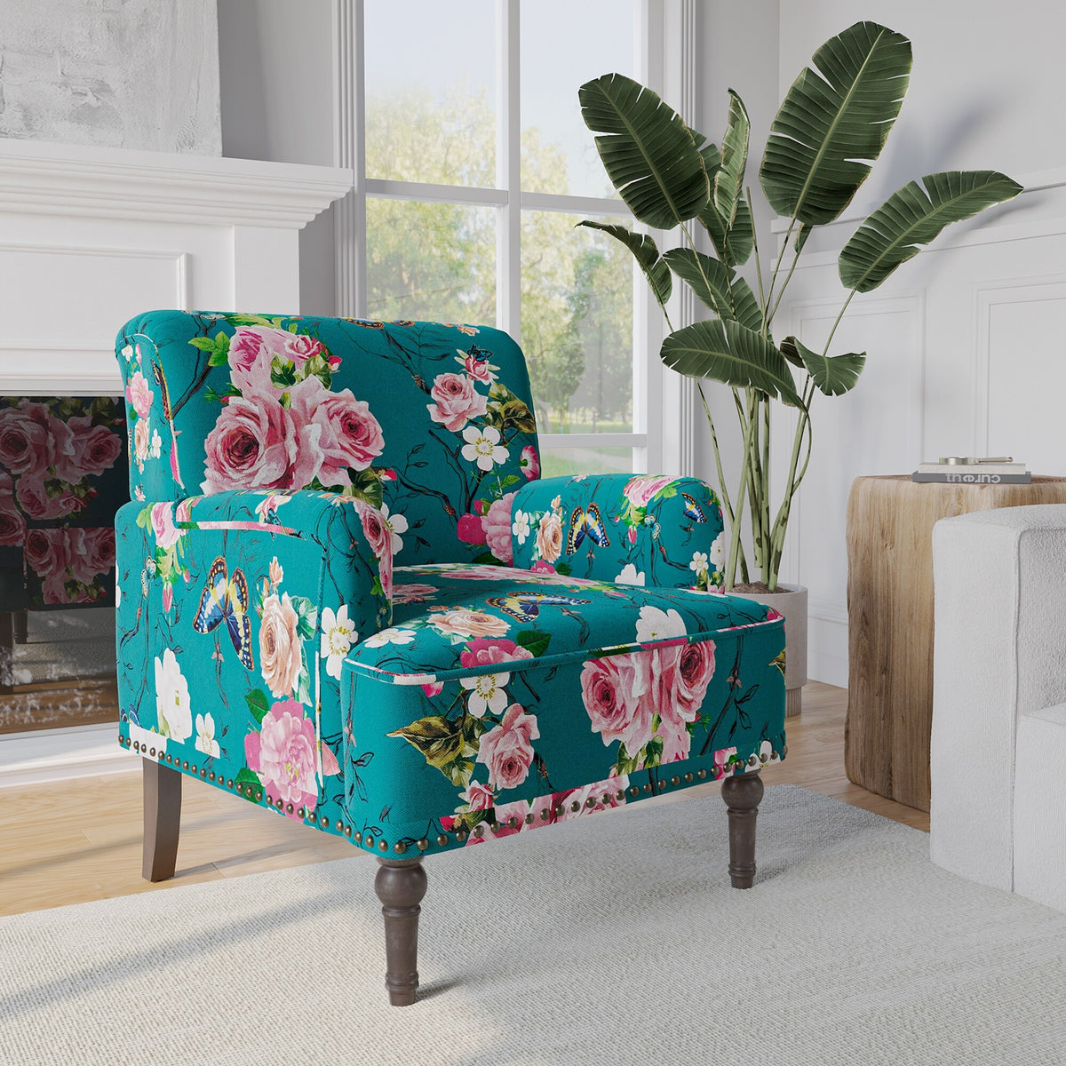 Modern Patterned Striped Accent Armchair Q797116