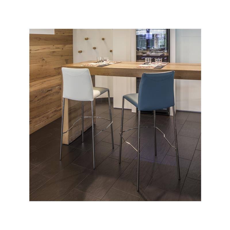 White Leather Chrome Bar Stool V6383