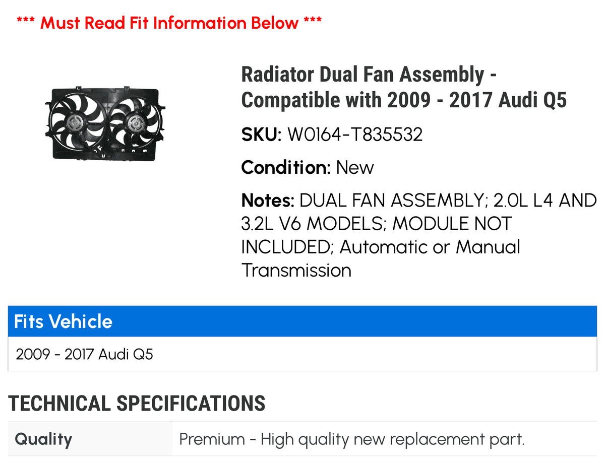 Radiator Dual Fan Assembly A25769