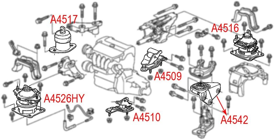 Engine Motor Mount Set for Honda Accord 2.4L W271455