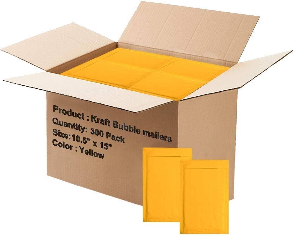 300 Pack Kraft Self Seal Bubble Mailers Padded Envelopes 10.5x22 x 15x22 A271336