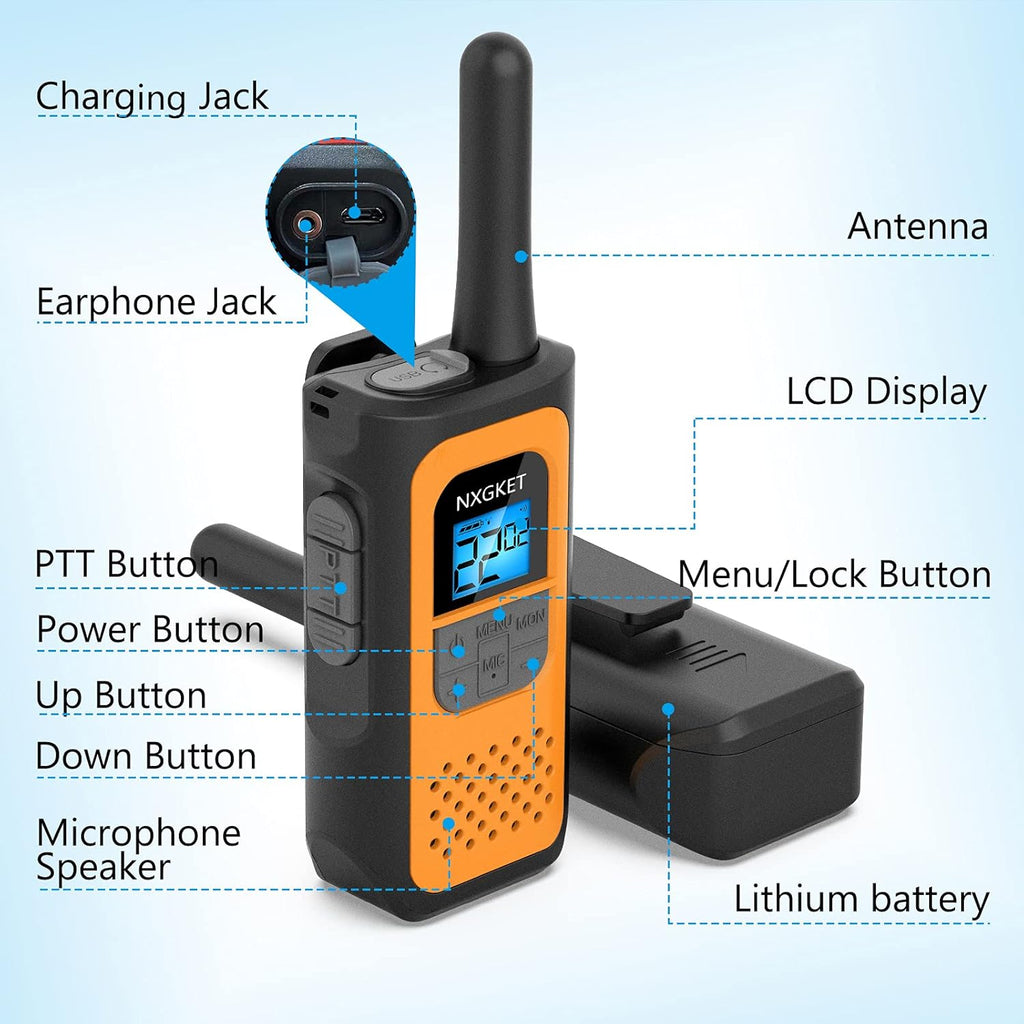 4 Pack Long Range Two-Way Radios Rechargeable Walkie Talkies O850077