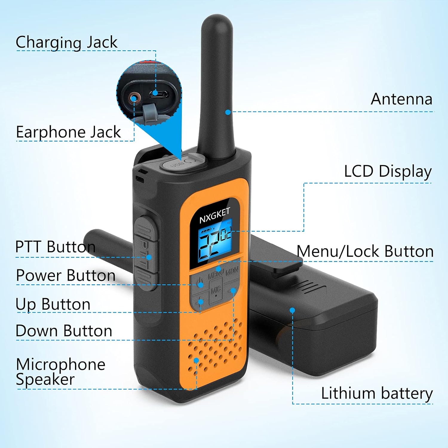 4 Pack Long Range Two-Way Radios Rechargeable Walkie Talkies O850077