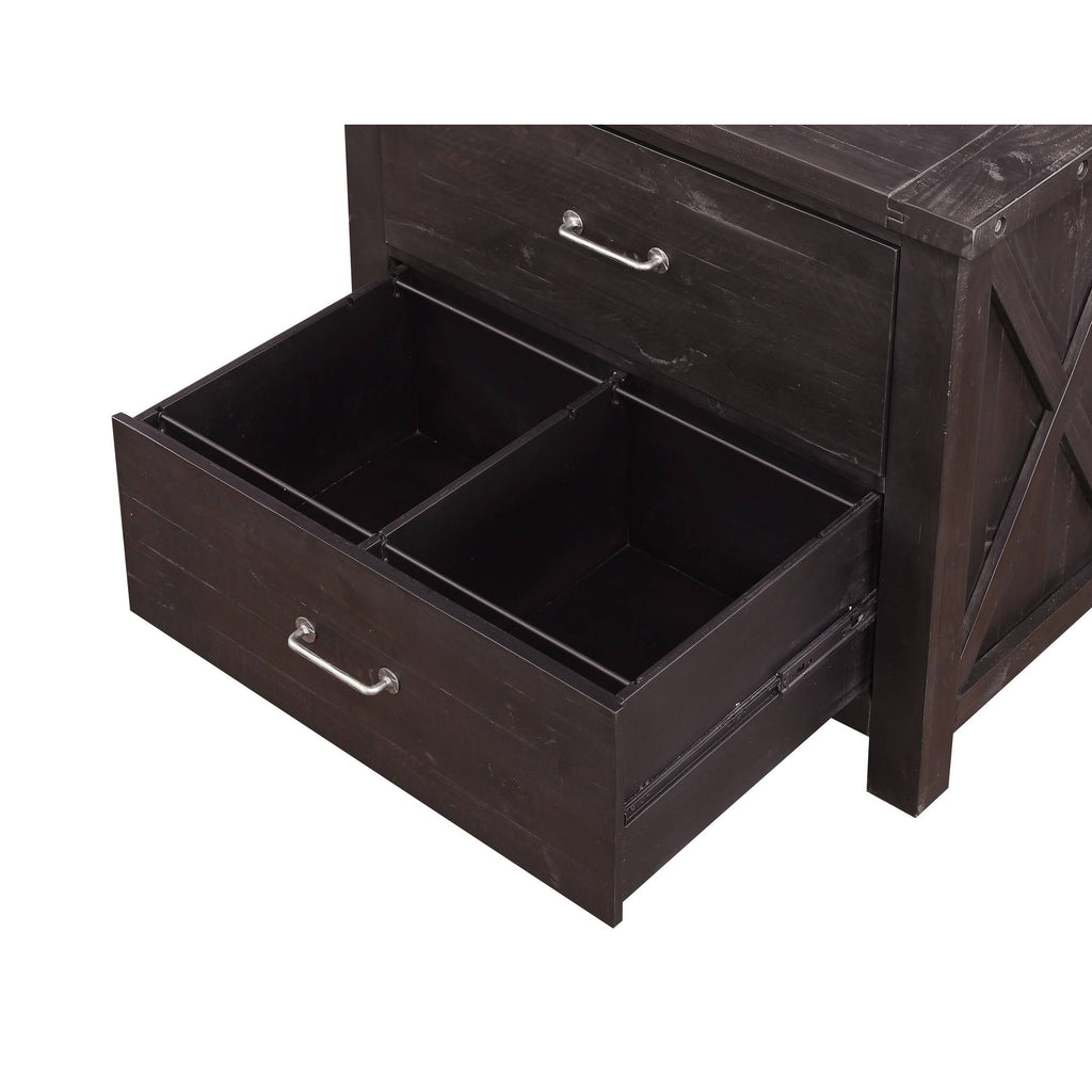 Cafe Brown Two Drawer Wooden File Cabinet with Metal Handle Pull U4317