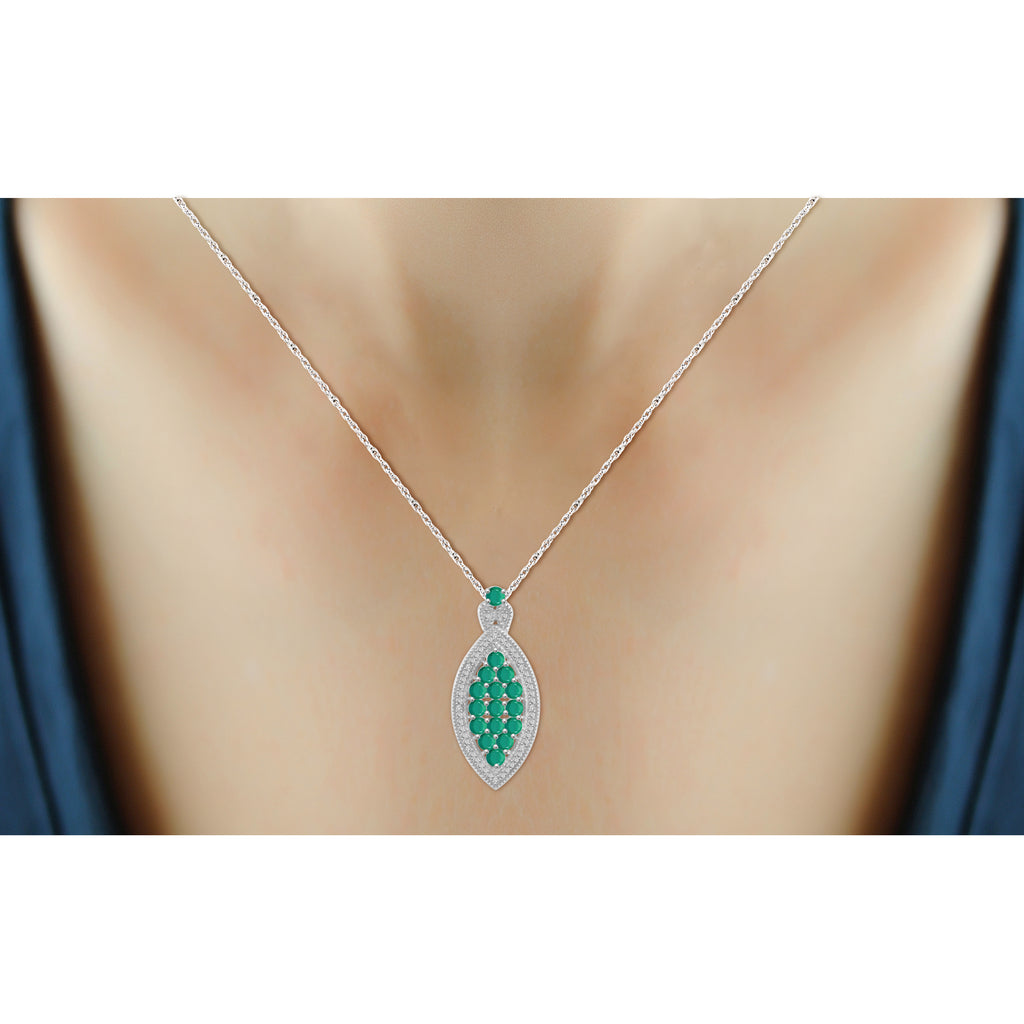 Emerald And White Diamond Accent Sterling Silver 3-Piece Jewelry Set Z399
