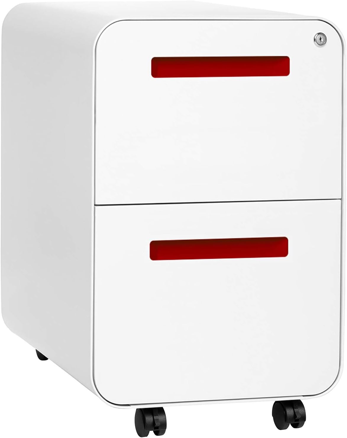 White/Red 2-Drawer Mobile File Cabinet Z270