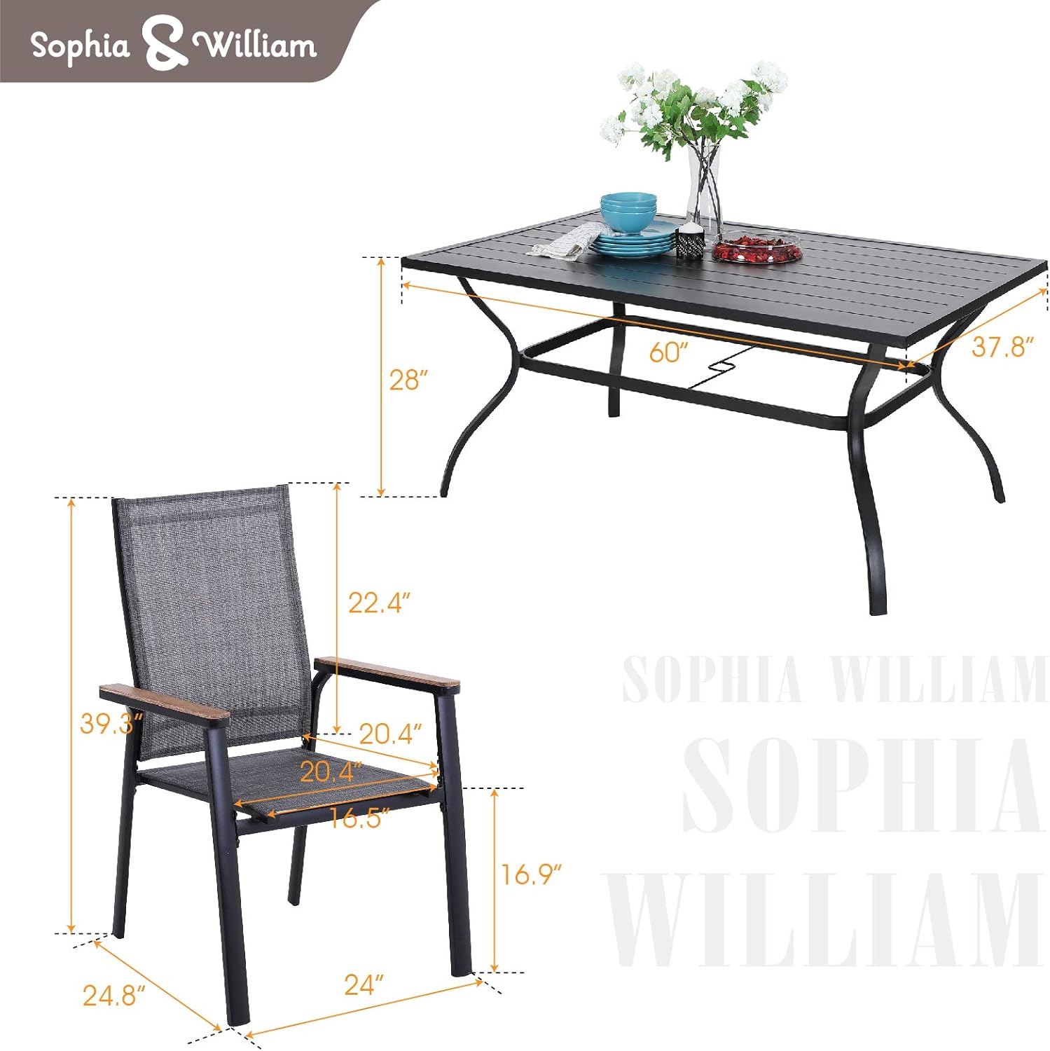 7 Piece Aluminium Patio Dining Set with Stackable Chairs M62271