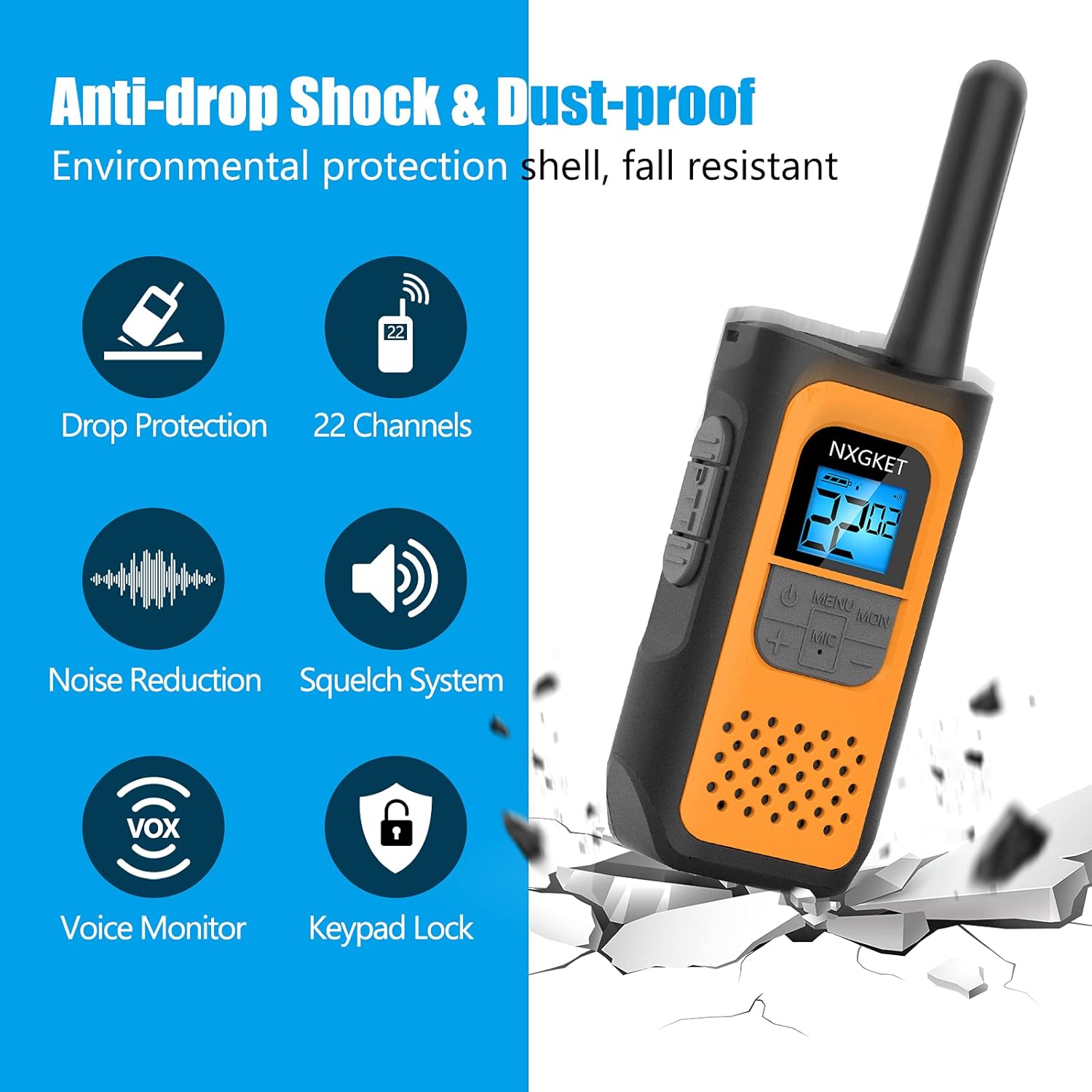 4 Pack Long Range Two-Way Radios Rechargeable Walkie Talkies O850077