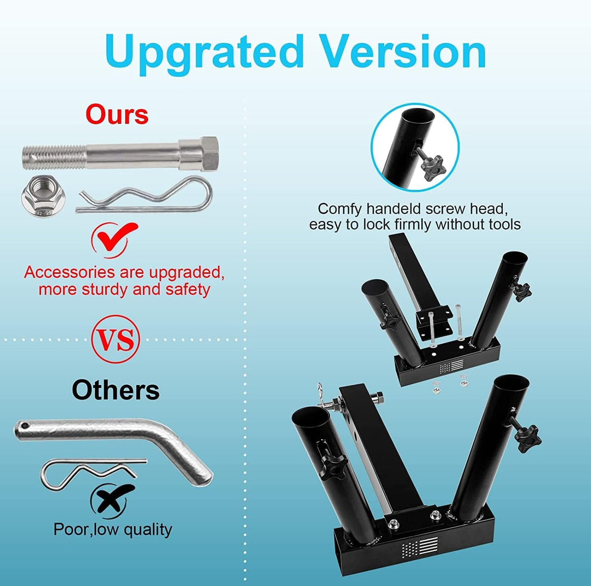 US Flag Hitch Mount Flagpole Holder for 2-2.05 Receiver D429