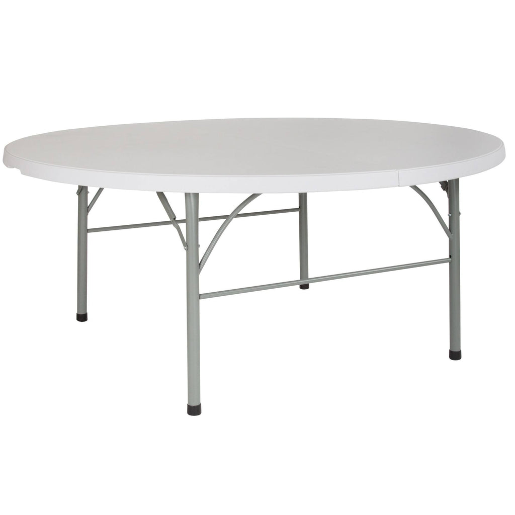6-Foot Round Bi-Fold Granite White Plastic Folding Table A111459