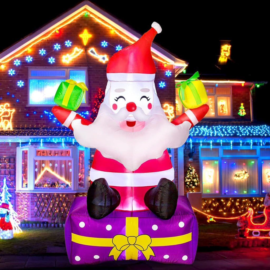 6Ft Inflatable Santa Claus with Gift Boxes and Built-in LED Lights X72545