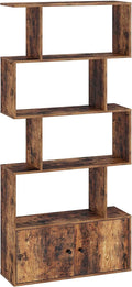 5-Tier Rustic Wooden Bookcase with Cabinet B763361