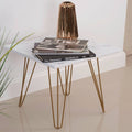 White Gold Gloss Wood Top Table W62812