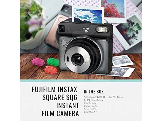 Graphite Gray Instant Film Camera with 20 Sheets Film and Camera Strap V975733