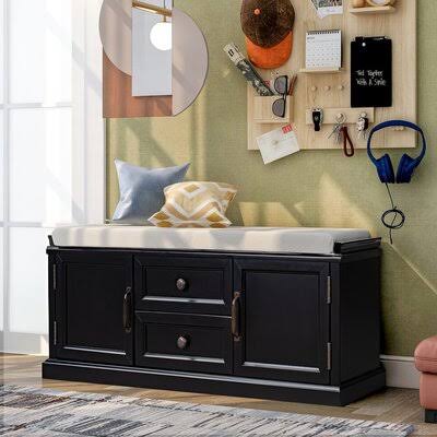 Black Drawer Storage Bench F999