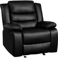 Oversized Faux Leather Manual Rocker Recliner Chair, Black X652