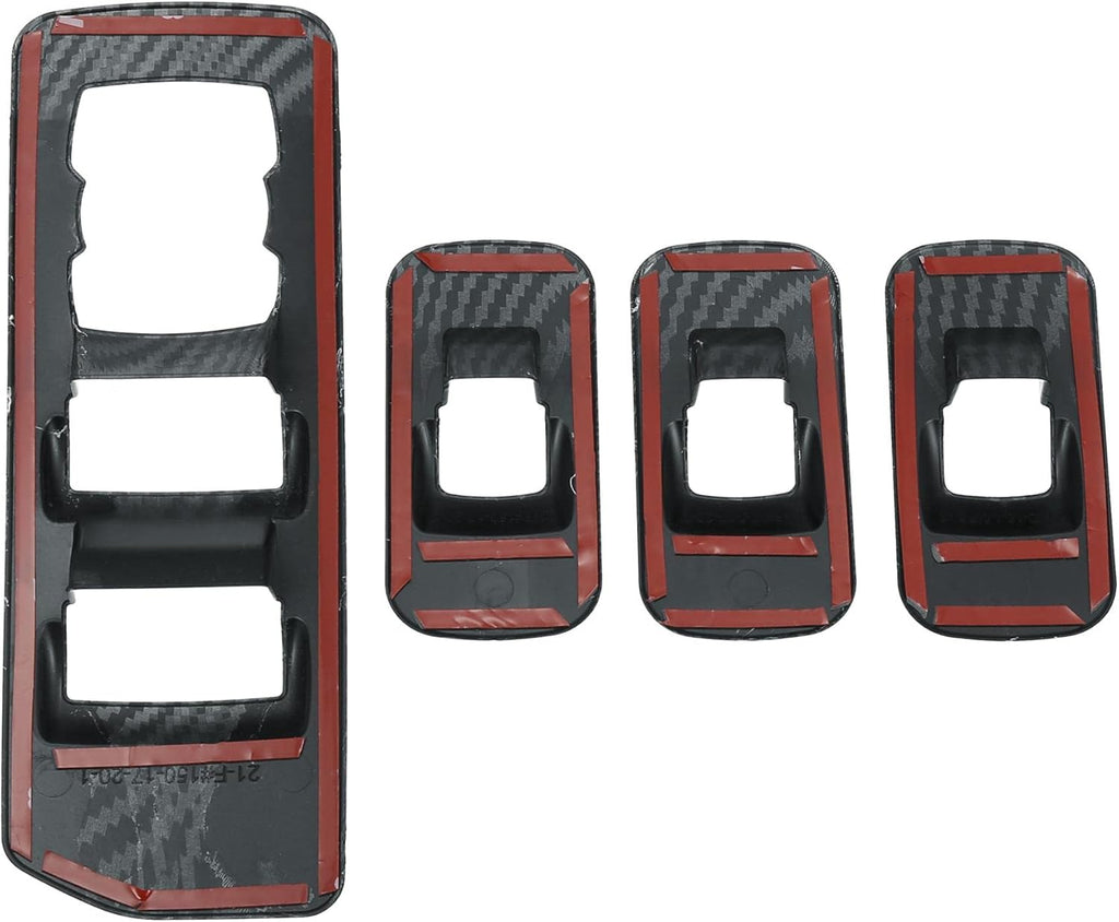 ABS Carbon Fiber Pattern Window Lift Trim Switch Panel Cover Black Pack of 2 G30294