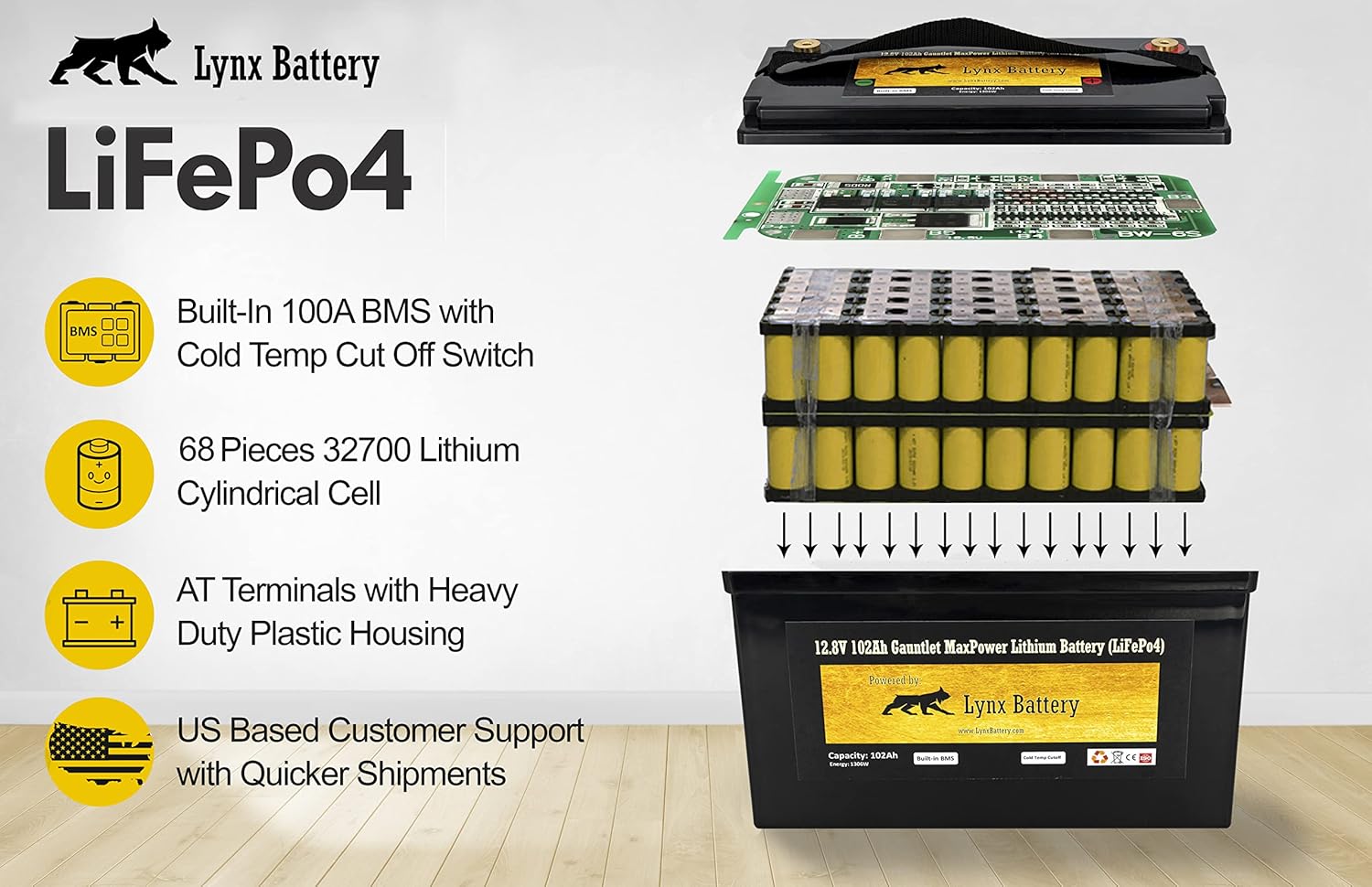 12V 100Ah Lithium Iron Phosphate LiFePO4 Battery with BMS Z492719