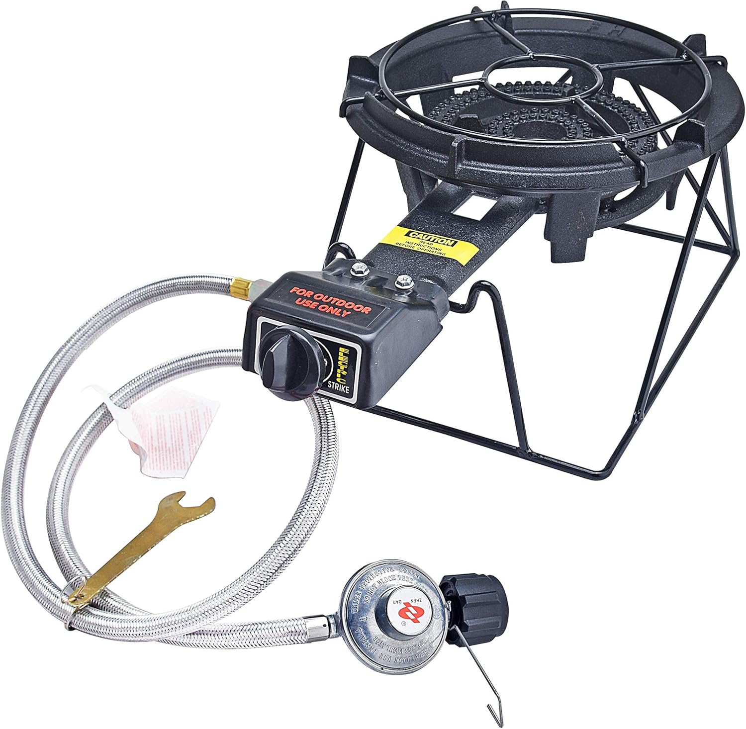 80000 BTU Heavy Duty Cast Iron Camping Stove with Adjustable Regulator & Hose Z636