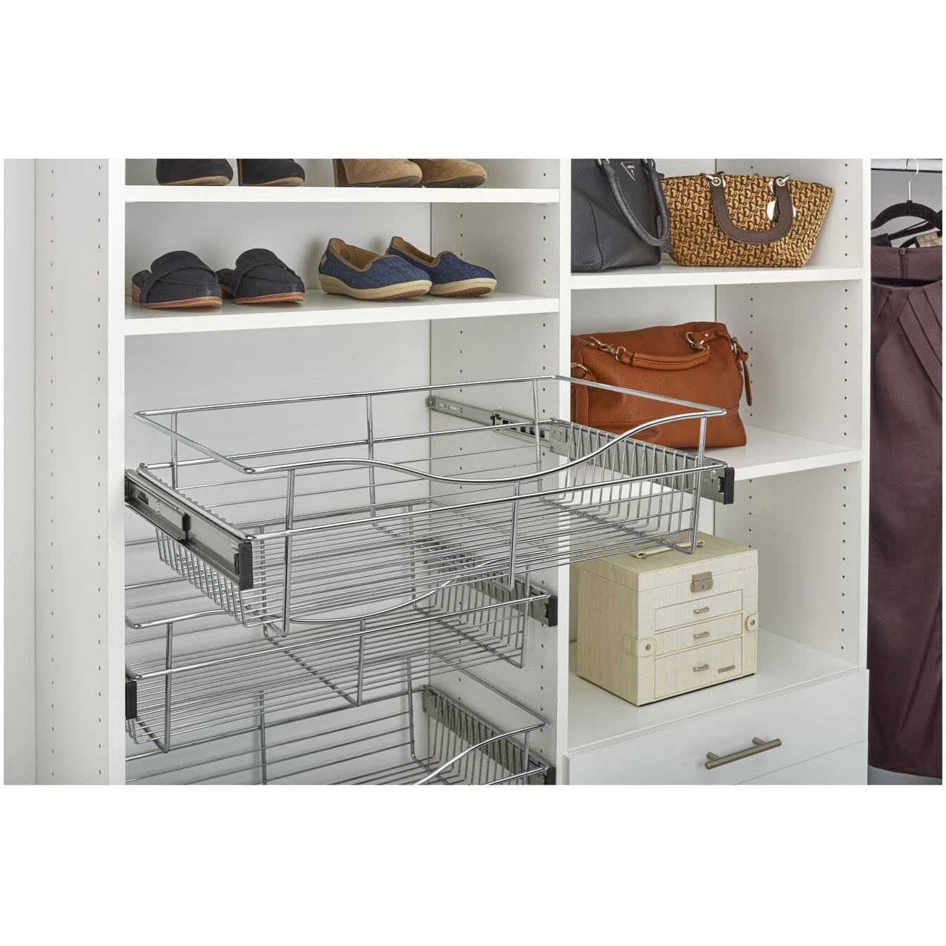 Satin Nickel Closet Pull-Out Basket Y21298