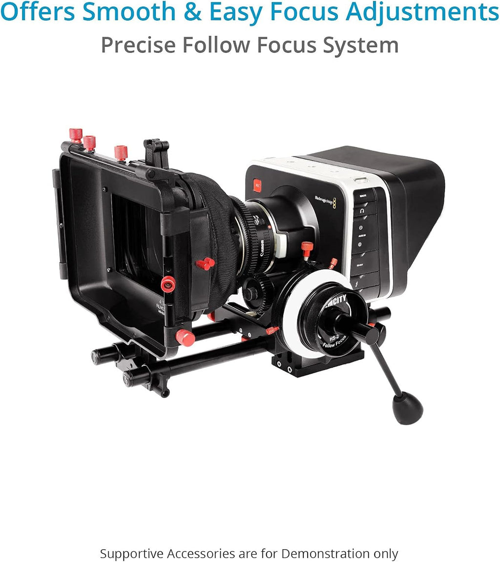 Follow Focus with A/B Hard Stops, Flexible Gear Belt & Speed Crank for 15mm Rod Support C854