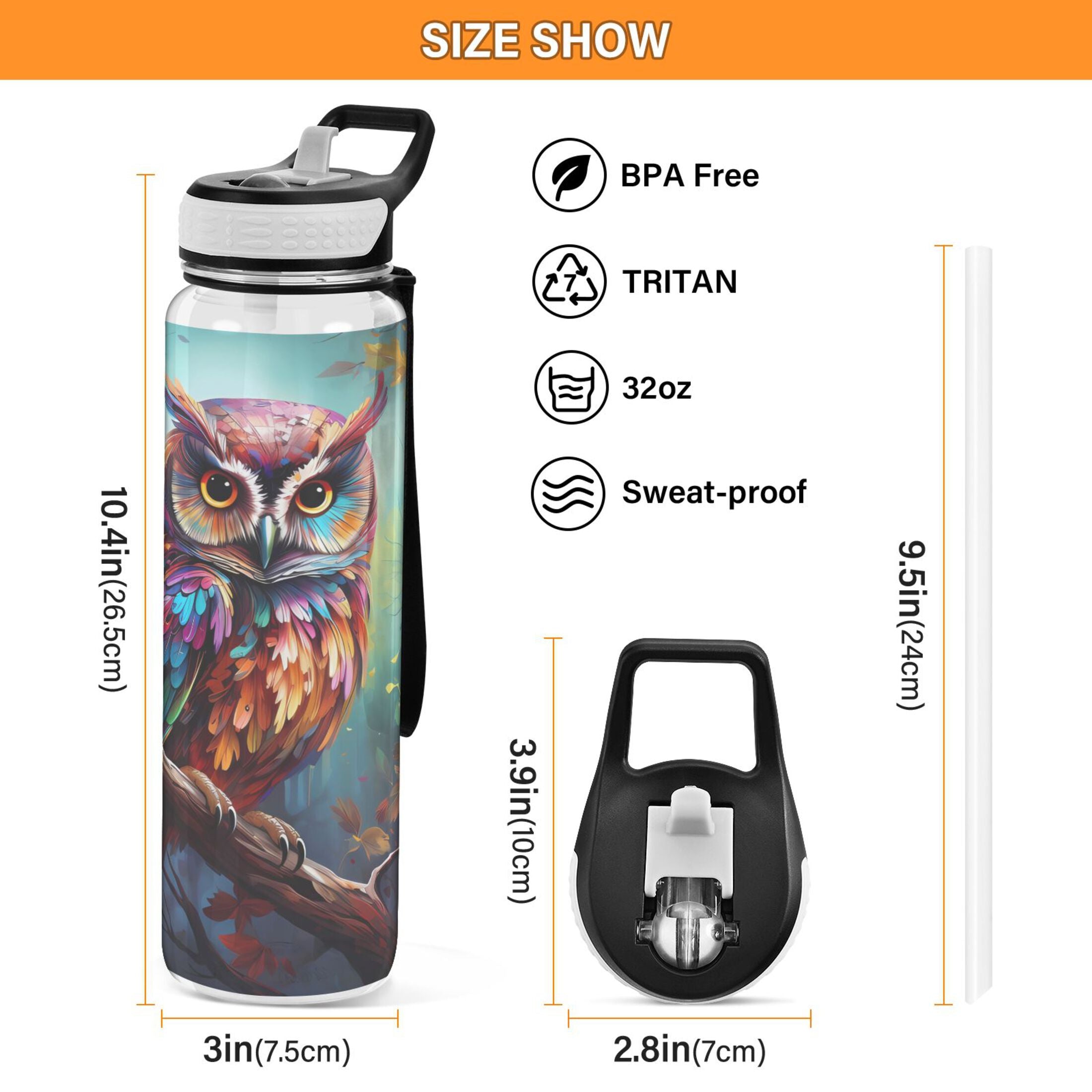 32oz Tritan Leakproof Clear Sports Water Bottle with Straw R67201