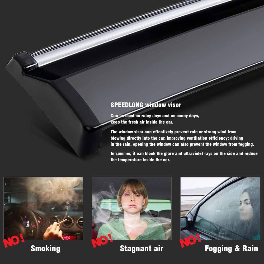 Car Window Visor Vent Shade Deflector Sun/Rain Guards X629610