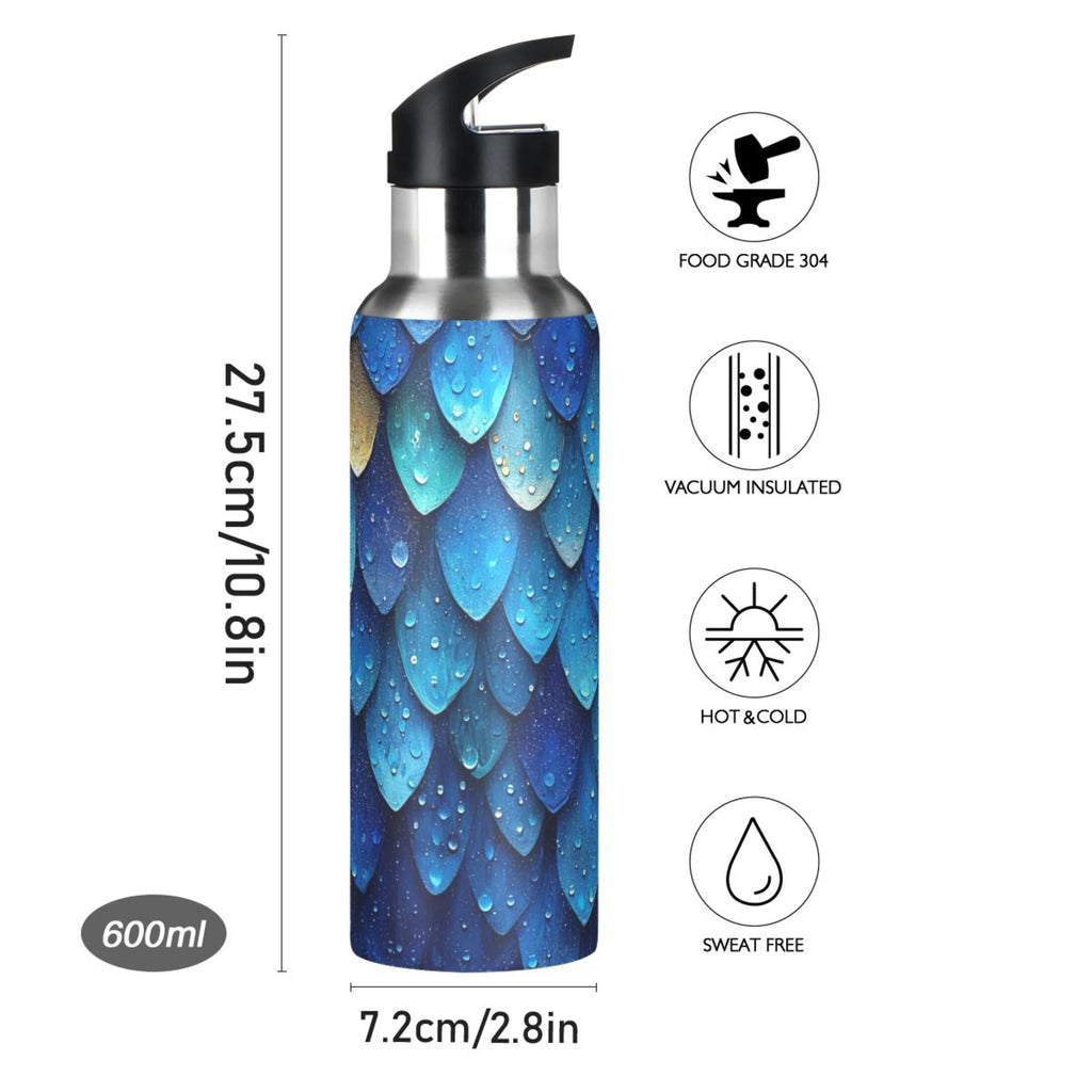 20 oz Insulated Stainless Steel Water Bottle with Straw Lid S4331