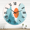 Red Moon Over Abstract Blue Mountains Large Wall Clock L5462