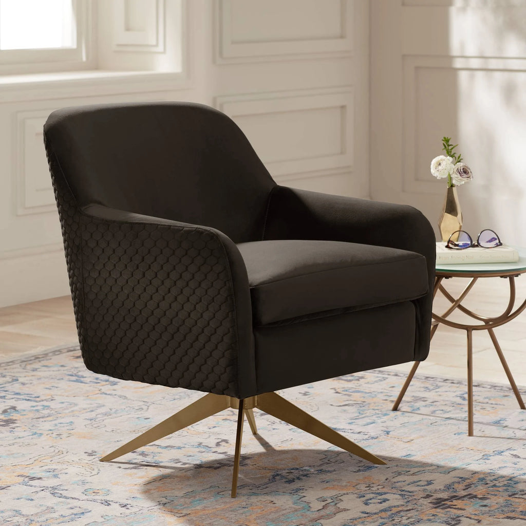 Espresso Velvet Swivel Chair D96475