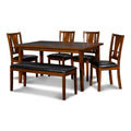 6 Piece Black Faux Leather Dining Table Set S3177