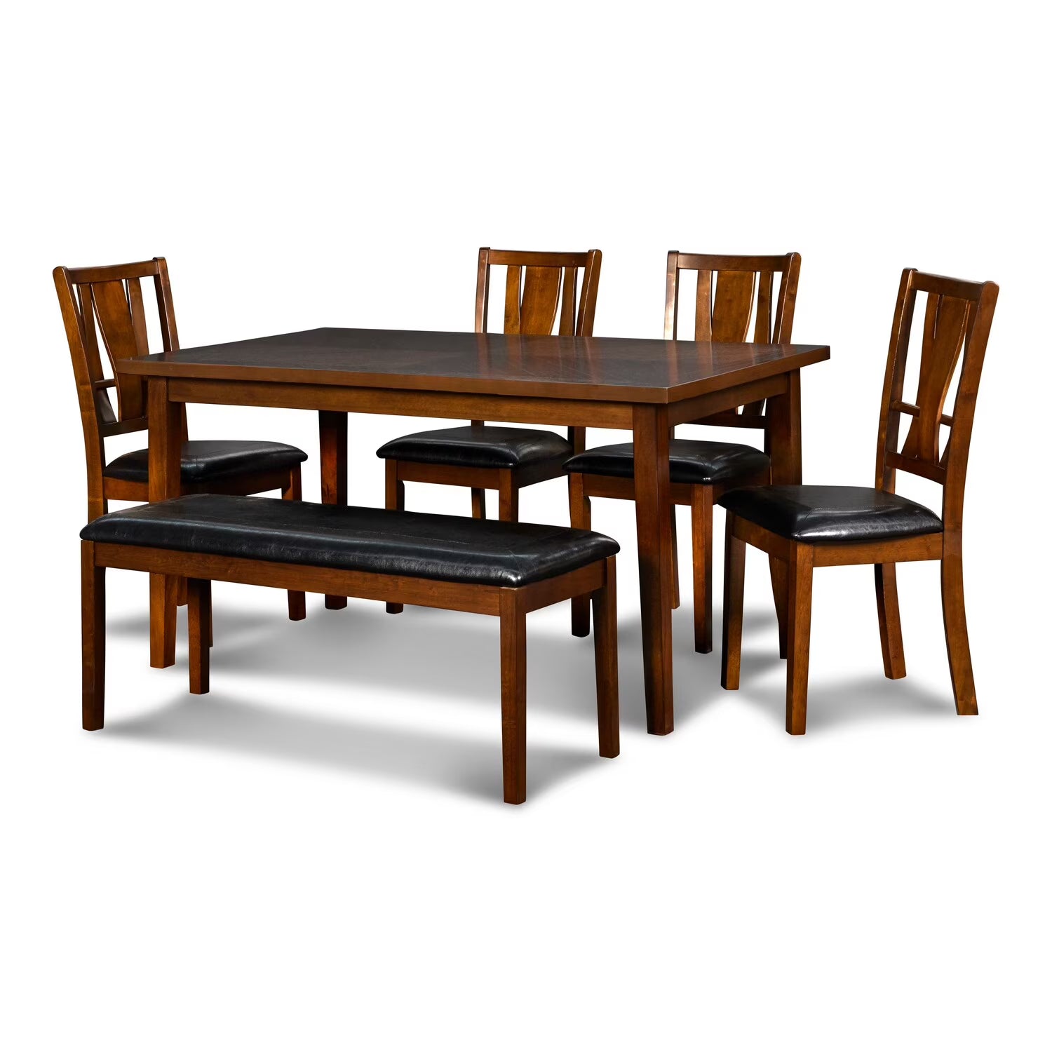 6 Piece Black Faux Leather Dining Table Set S3177