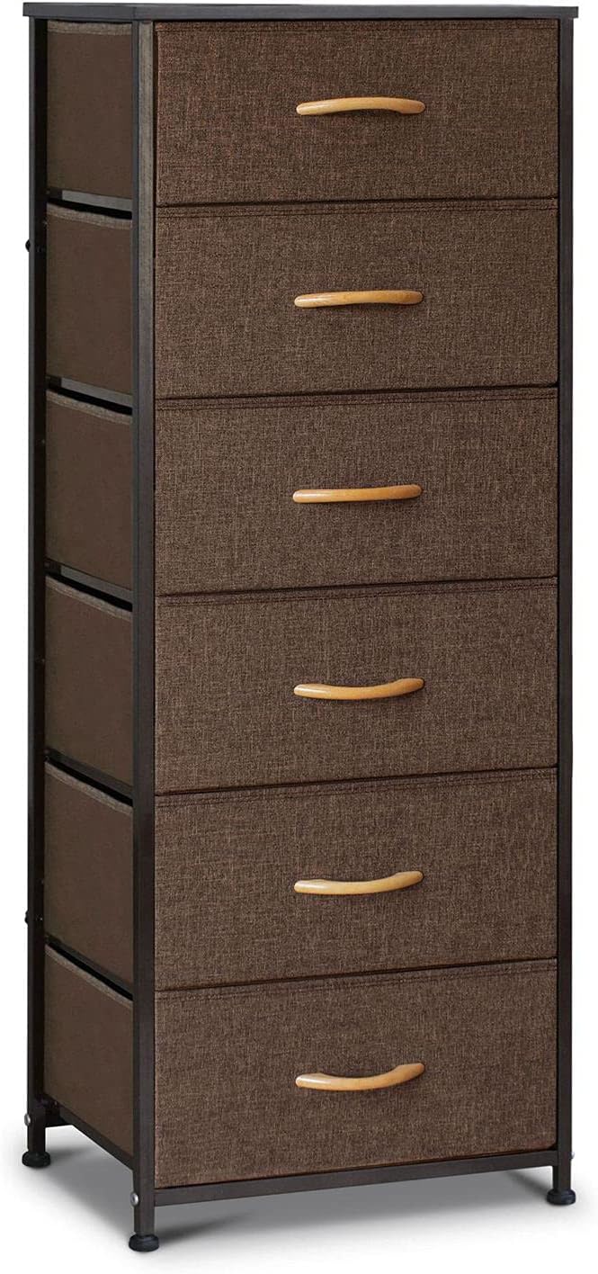 Gray 6 Drawer Fabric Dresser with Metal Frame L38531