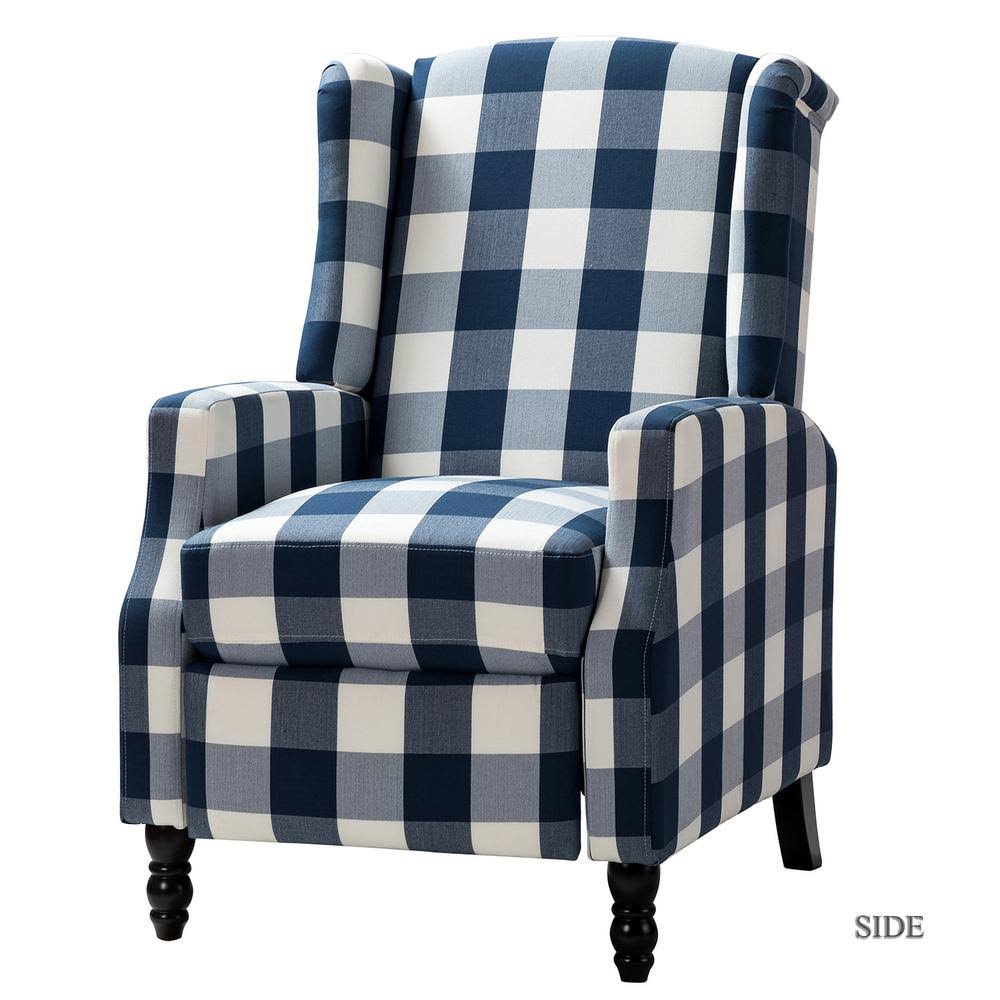 Navy Wing Back Manual Recliner S397