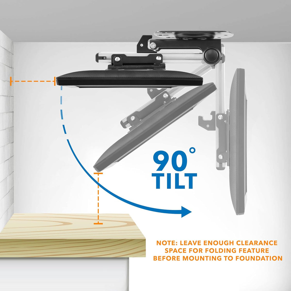 Flip Down TV and Monitor Mount, VESA Compatible 75-200, Height Adjustable X698