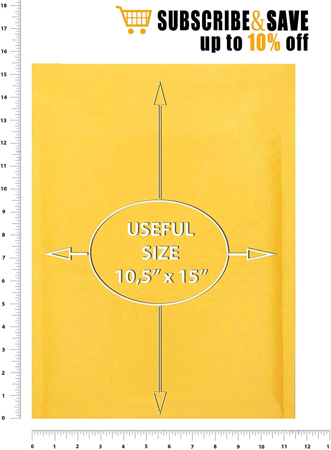 300 Pack Kraft Self Seal Bubble Mailers Padded Envelopes 10.5x22 x 15x22 A271336