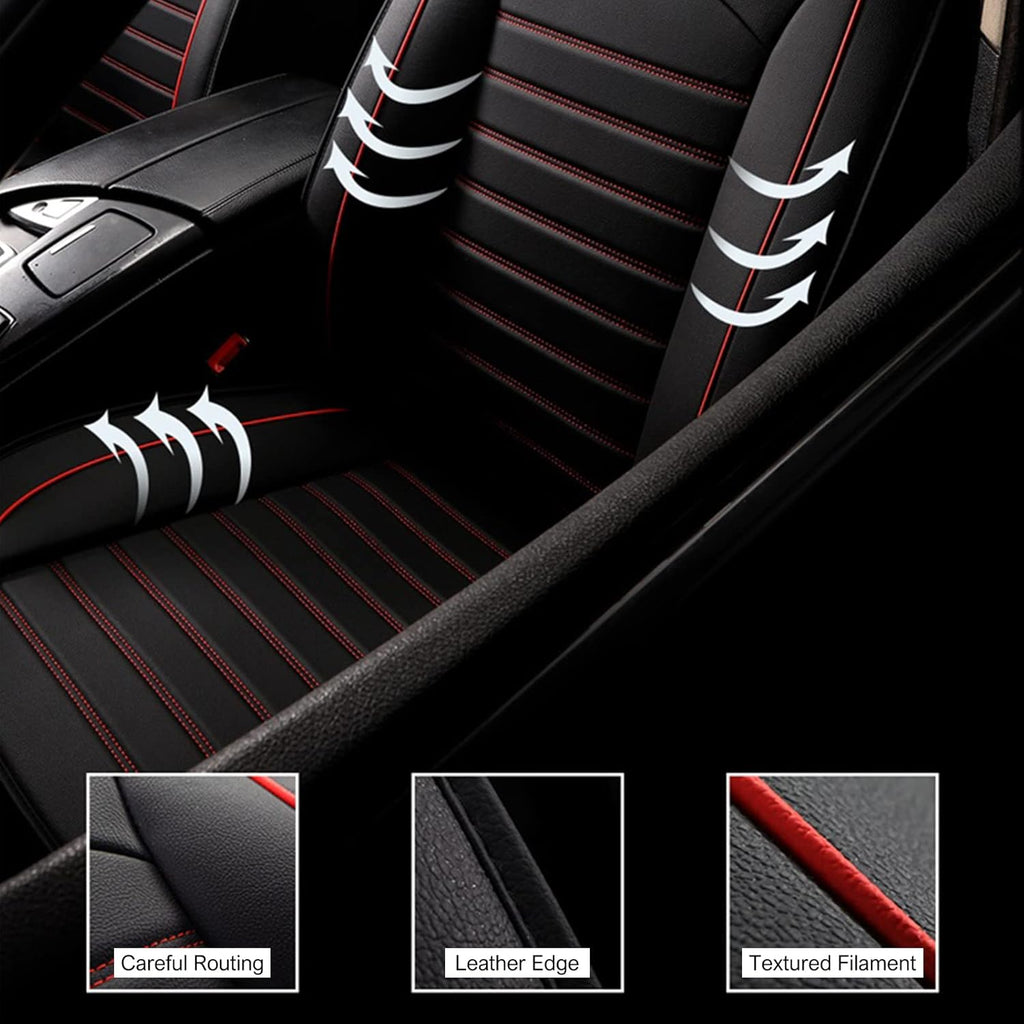 Black Faux Full Set of Car Seat Covers U6408