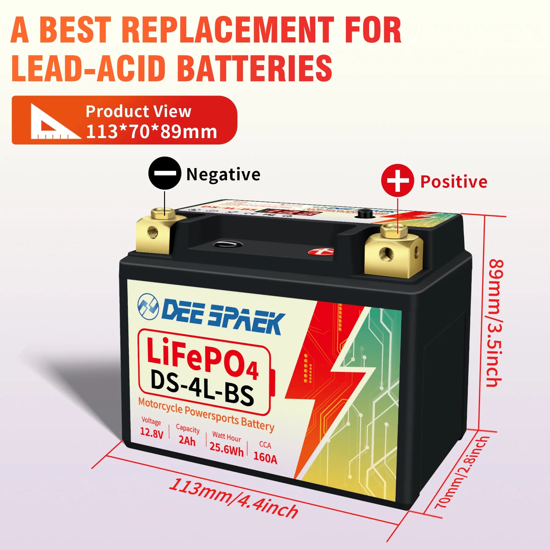 Lithium Powersport Battery with Built in Jump Starting, 2Ah LiFePO4 Engine Start Battery K2834