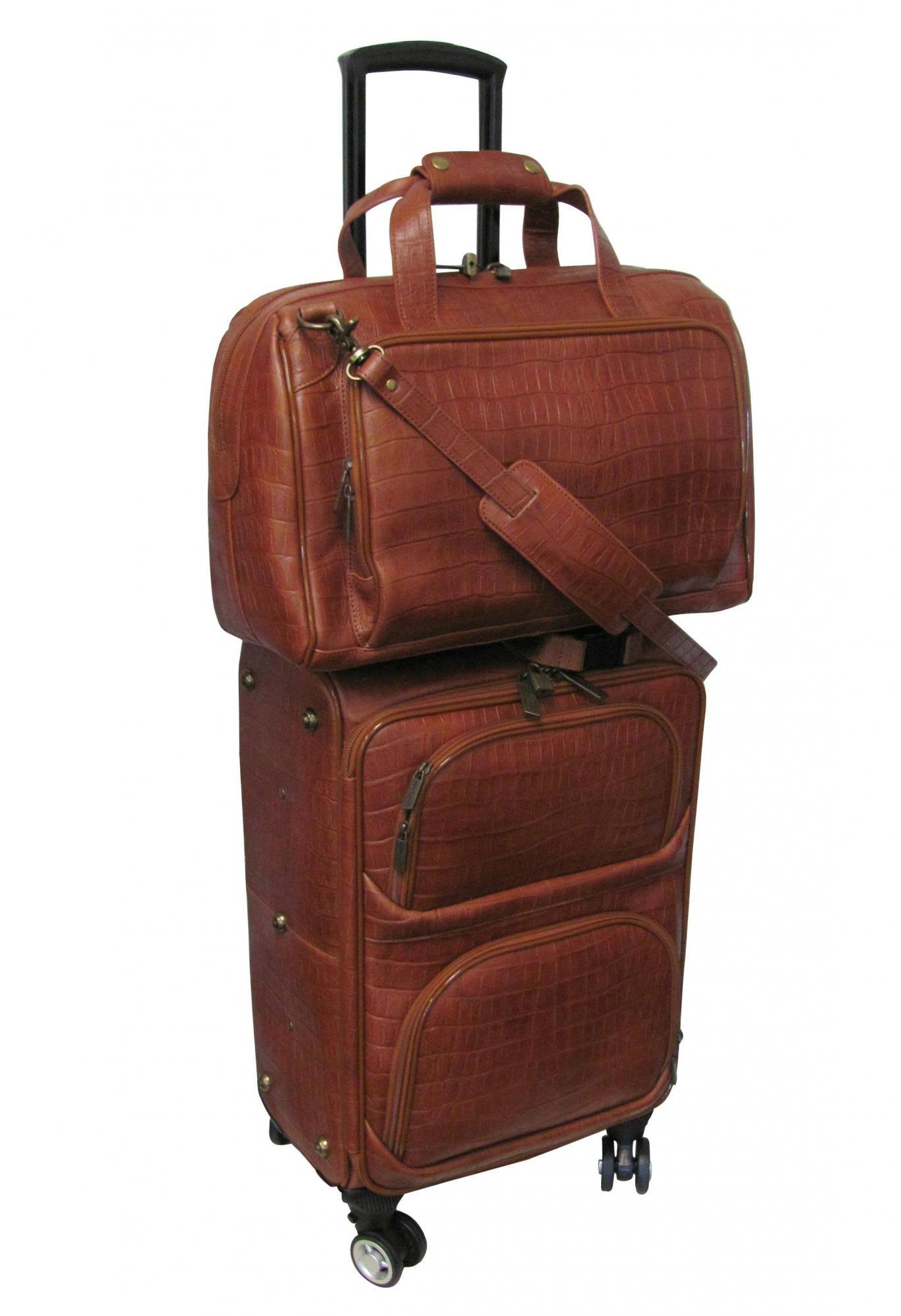 2-Piece Green Croco Print Traveler Spinner Set L853285