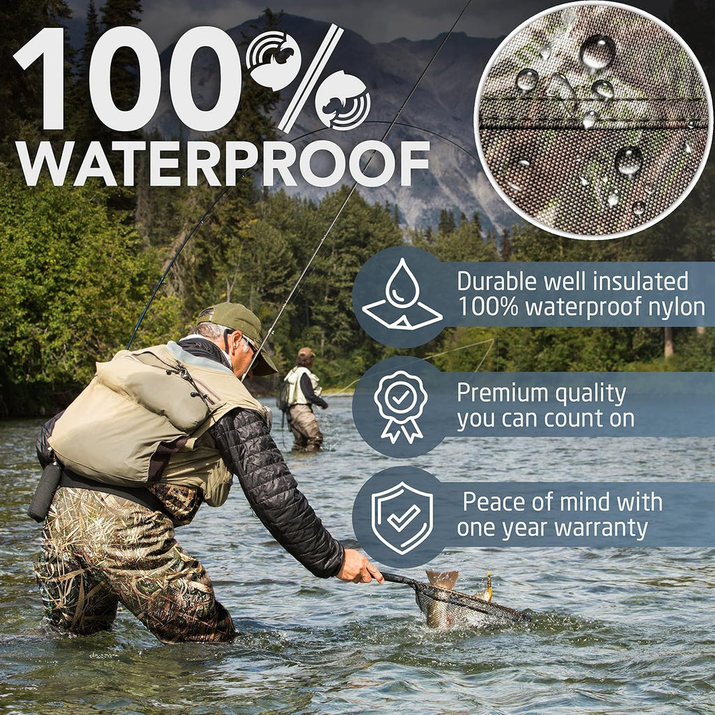 Camo Chest Waders with Boots, 2-ply Nylon/PVC Waterproof Bootfoot Waders G96365